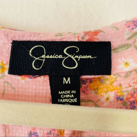 Jessica Simpson Ruffle Floral Peplum v neck blouse Top - Picture 6 of 7